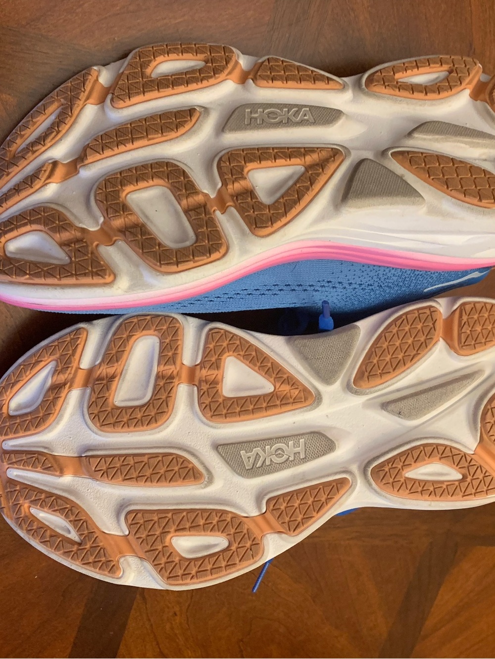 Hoka One One Bondi 8 Blue with Pink Accent Women's Running Shoes. Size 8.5B - Picture 3 of 6